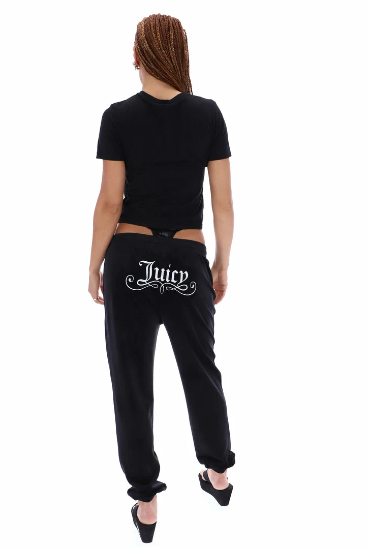 JUICY COUTURE BLACK UNISEX FLOCKED GRAPHIC TEE