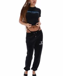 JUICY COUTURE BLACK UNISEX FLOCKED GRAPHIC TEE