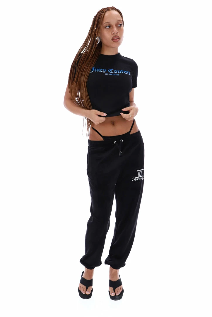 JUICY COUTURE BLACK UNISEX FLOCKED GRAPHIC TEE