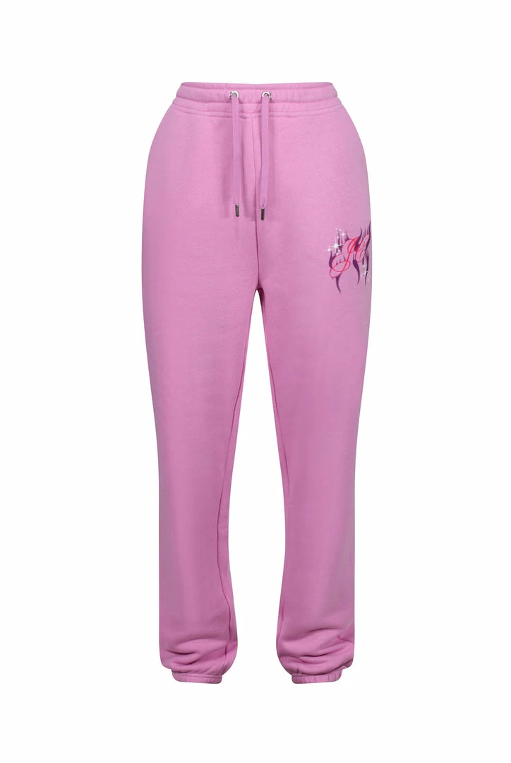 JUICY COUTURE ORCHID PINK FLAME GRAPHIC BOYFRIEND CUFFED JOGGERS