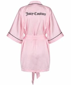 JUICY COUTURE ALMOND BLOSSOM SATIN EMBROIDERED KIMONO