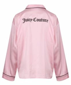 JUICY COUTURE ALMOND BLOSSOM SATIN EMBROIDERED PYJAMA SHIRT TOPS