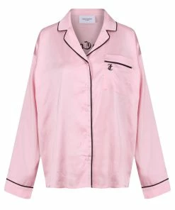 JUICY COUTURE ALMOND BLOSSOM SATIN EMBROIDERED PYJAMA SHIRT TOPS