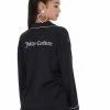 JUICY COUTURE TOPS BLACK SATIN EMBROIDERED PYJAMA SHIRT