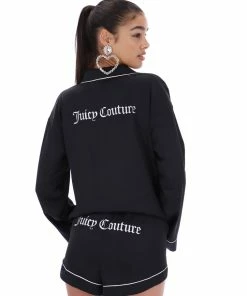 JUICY COUTURE BLACK SATIN PYJAMA SHORTS BOTTOMS