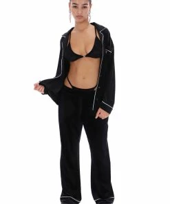 JUICY COUTURE TOPS BLACK VELVET PYJAMA SHIRT