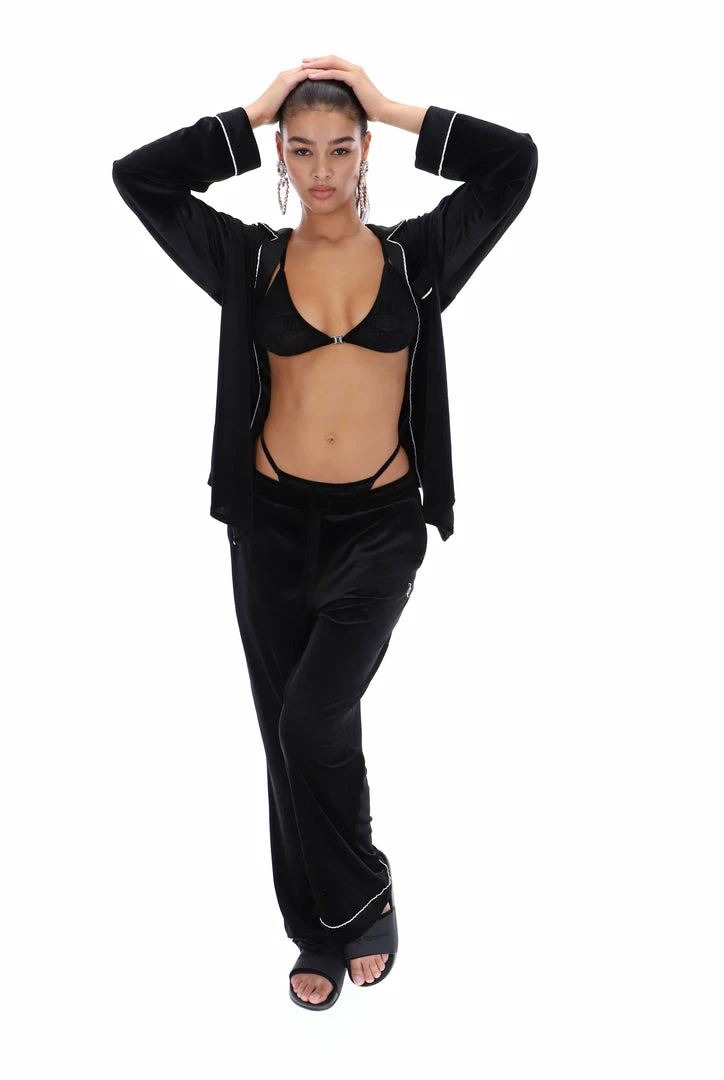 JUICY COUTURE BLACK VELVET PYJAMA PANTS BOTTOMS