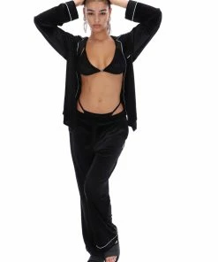 JUICY COUTURE TOPS BLACK VELVET PYJAMA SHIRT