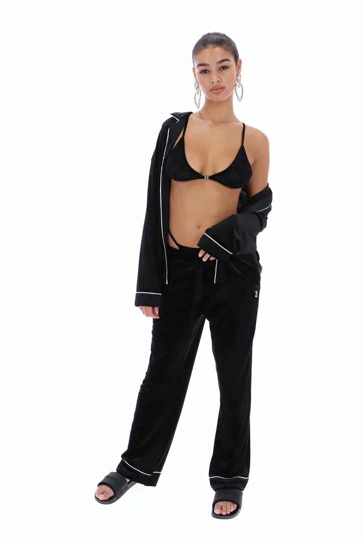 JUICY COUTURE BLACK VELVET PYJAMA PANTS BOTTOMS
