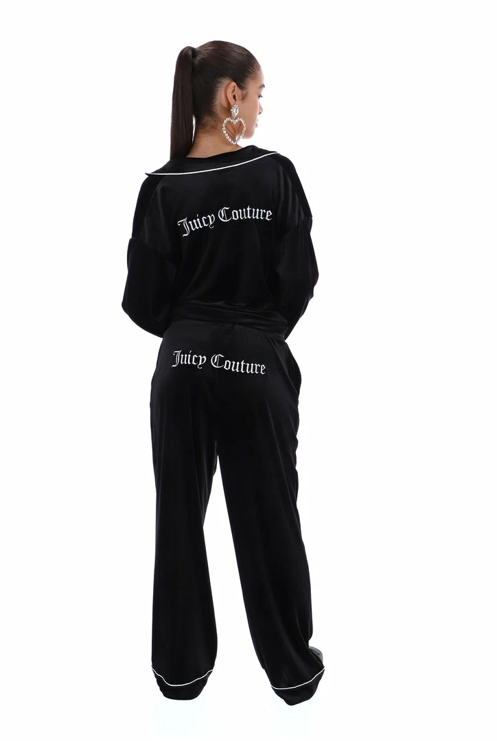 JUICY COUTURE BLACK VELVET PYJAMA PANTS BOTTOMS