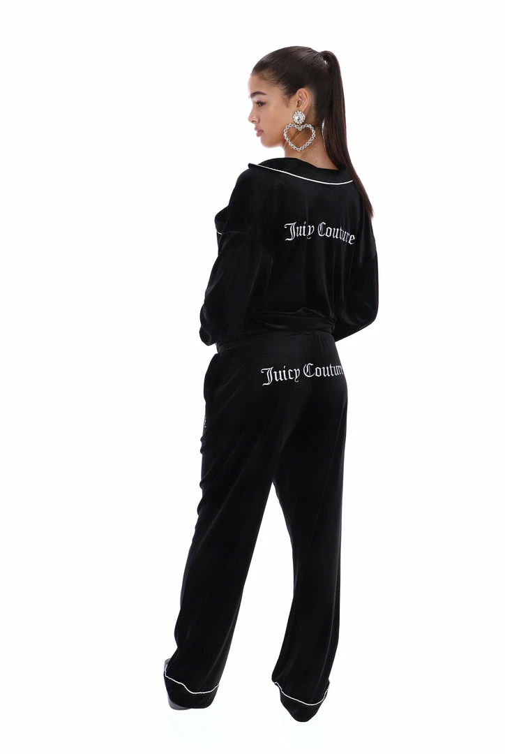 JUICY COUTURE BLACK VELVET PYJAMA PANTS BOTTOMS