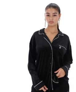 JUICY COUTURE TOPS BLACK VELVET PYJAMA SHIRT