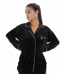 JUICY COUTURE TOPS BLACK VELVET PYJAMA SHIRT
