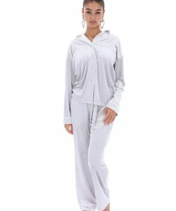 JUICY COUTURE GREY VELVET PYJAMA SHIRT TOPS