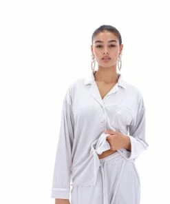 JUICY COUTURE GREY VELVET PYJAMA SHIRT TOPS