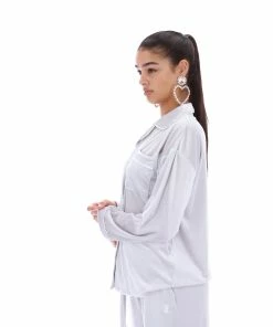 JUICY COUTURE GREY VELVET PYJAMA SHIRT TOPS