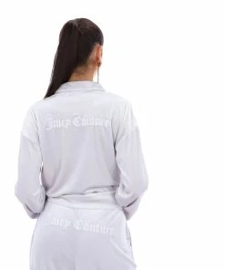 JUICY COUTURE GREY VELVET PYJAMA SHIRT TOPS
