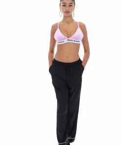 JUICY COUTURE BLACK SATIN PYJAMA TROUSERS BOTTOMS