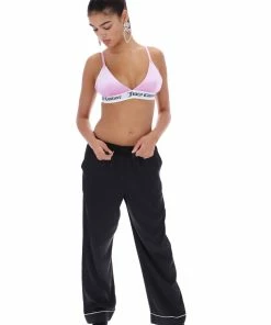 JUICY COUTURE BLACK SATIN PYJAMA TROUSERS BOTTOMS