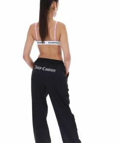 JUICY COUTURE BLACK SATIN PYJAMA TROUSERS BOTTOMS