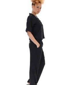 JUICY COUTURE BLACK SATIN SCRIPT PYJAMA TROUSERS