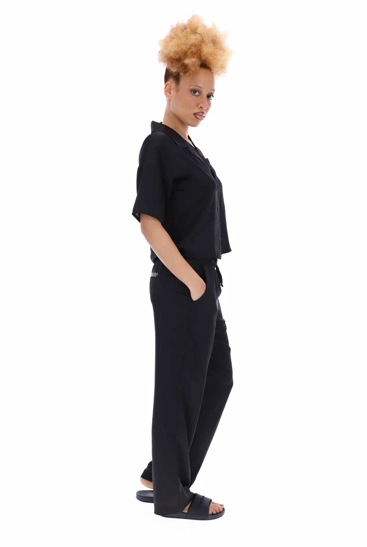 JUICY COUTURE BLACK SATIN SCRIPT PYJAMA TROUSERS