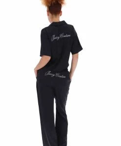 JUICY COUTURE BLACK SATIN SCRIPT PYJAMA TROUSERS