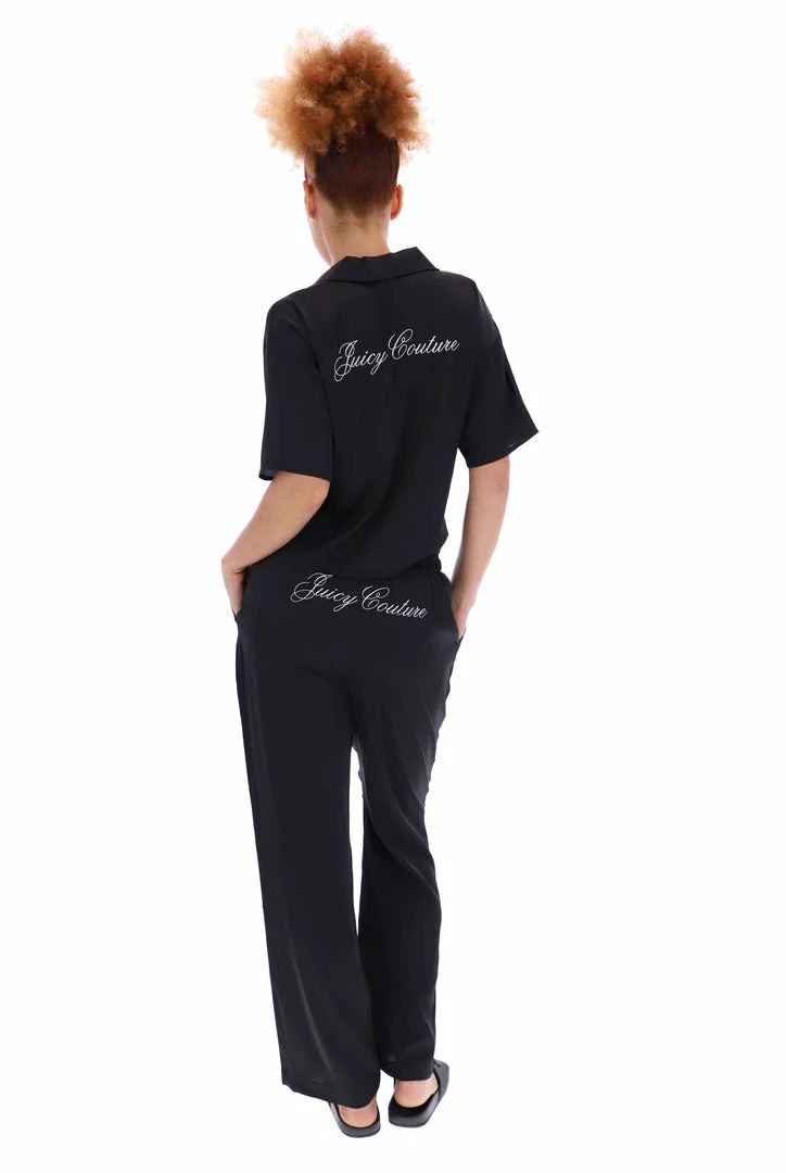 JUICY COUTURE BLACK SATIN SCRIPT PYJAMA TROUSERS
