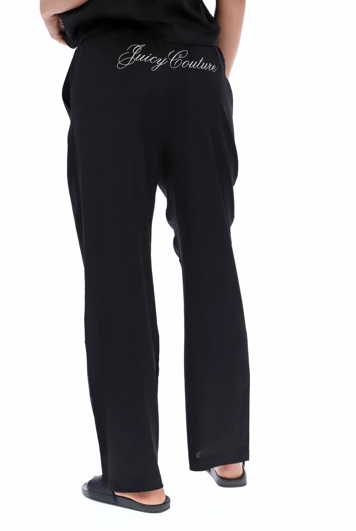 JUICY COUTURE BLACK SATIN SCRIPT PYJAMA TROUSERS
