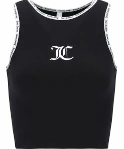 JUICY COUTURE SPRING SUMMER '22 COLLECTION BLACK ELASTIC TRIM TANK TOP