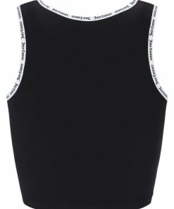 JUICY COUTURE SPRING SUMMER '22 COLLECTION BLACK ELASTIC TRIM TANK TOP