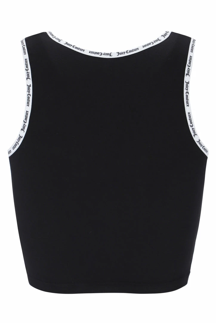JUICY COUTURE SPRING SUMMER '22 COLLECTION BLACK ELASTIC TRIM TANK TOP