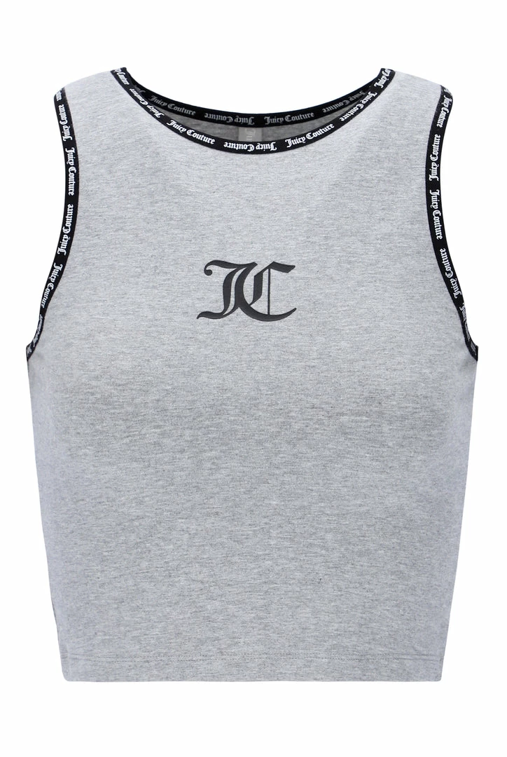 JUICY COUTURE SPRING SUMMER '22 COLLECTION SILVER MARL ELASTIC TRIM TANK TOP