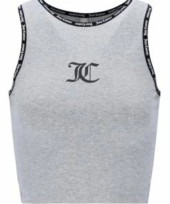 JUICY COUTURE SPRING SUMMER '22 COLLECTION SILVER MARL ELASTIC TRIM TANK TOP