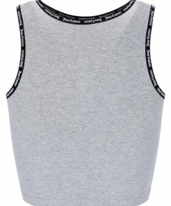 JUICY COUTURE SPRING SUMMER'22 COLLECTION SILVER MARL ELASTIC TRIM TANK TOP