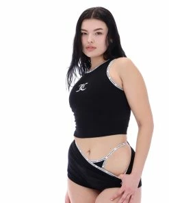 JUICY COUTURE BLACK ELASTIC TRIM SHORTS