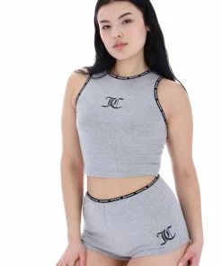 JUICY COUTURE SILVER ELASTIC TRIM SHORTS