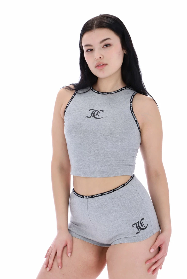 JUICY COUTURE SILVER ELASTIC TRIM SHORTS