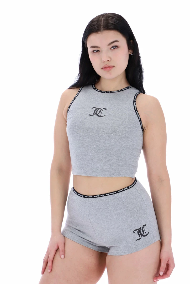 JUICY COUTURE SPRING SUMMER '22 COLLECTION SILVER MARL ELASTIC TRIM TANK TOP