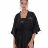 JUICY COUTURE BLACK SATIN DIAMANTE ROBE LOUNGEWEAR