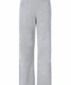 JUICY COUTURE SILVER MARL RIB VELOUR WIDE LEG BOTTOMS