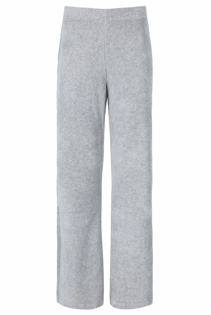 JUICY COUTURE SILVER MARL RIB VELOUR WIDE LEG BOTTOMS