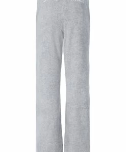 JUICY COUTURE SILVER MARL RIB VELOUR WIDE LEG BOTTOMS