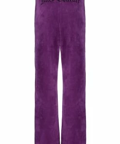 JUICY COUTURE TRACKSUITS PURPLE RIB VELOUR WIDE LEG BOTTOMS