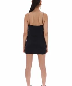 JUICY COUTURE DRESSES BLACK SATIN DIAMANTE SLIP DRESS