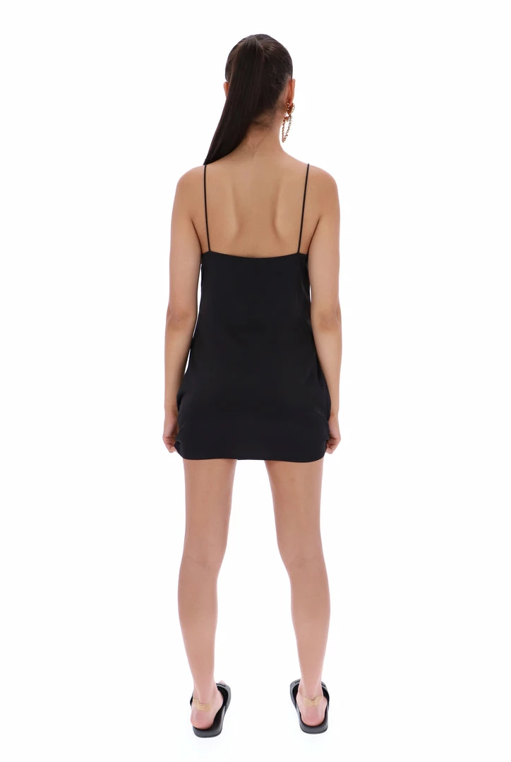 JUICY COUTURE DRESSES BLACK SATIN DIAMANTE SLIP DRESS