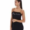 JUICY COUTURE DRESSES BLACK SATIN DIAMANTE SLIP DRESS