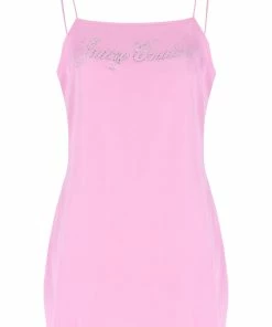 JUICY COUTURE DRESSES ORCHID PINK SATIN DIAMANTE SLIP DRESS