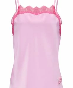 JUICY COUTURE TOPS PINK PETAL SATIN LACE CAMI
