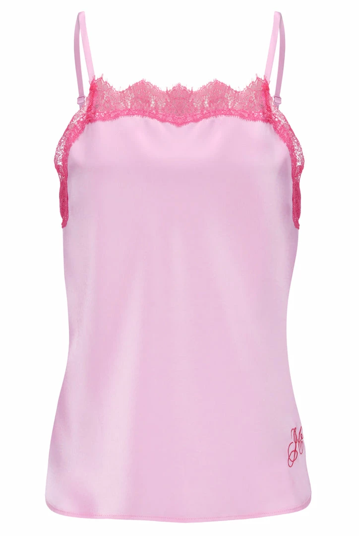 JUICY COUTURE TOPS PINK PETAL SATIN LACE CAMI